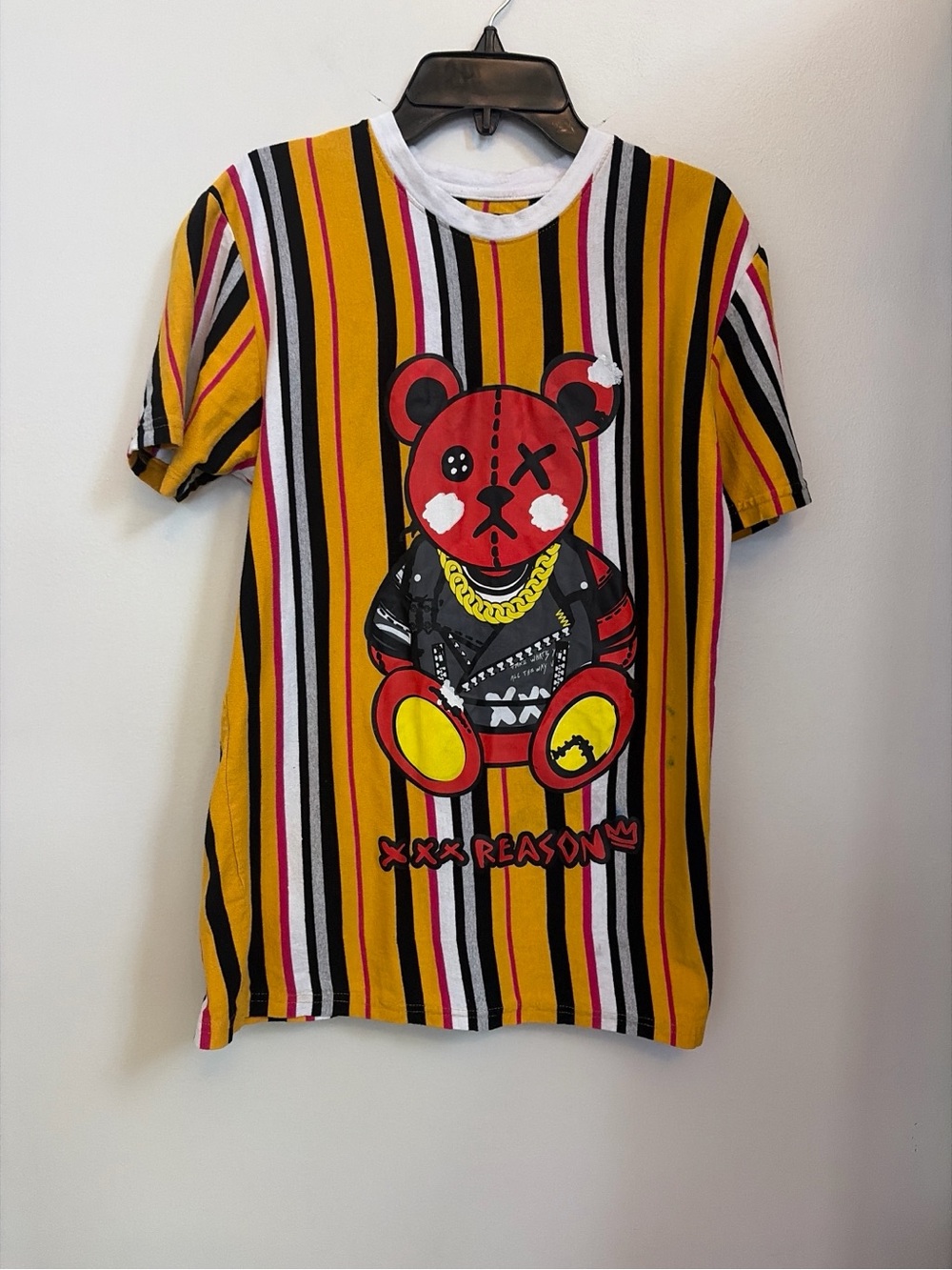 Reason Yellow Striped Teddy Graphic Tee